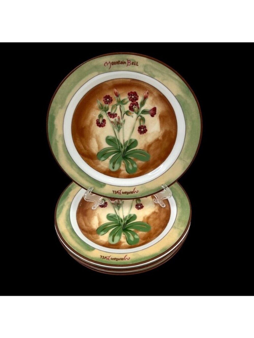 Epoch Collection Set of 4 Salad Plates Spice Pavilion Mountain Bell 7 5/8"